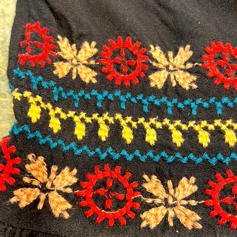 American Eagle Black Embroidered Boho Dress - Picture 9 of 16